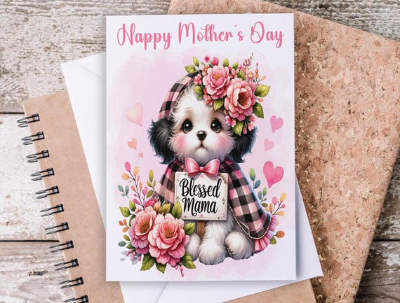 Happy Mothers Day Card, Blessed Mama Dog Card, Mothers Day Card for Dog Moms, Dog Mom From Dog, Cute Dog Card, First Mothers Day Gift, MD17