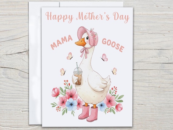 Mother's Day Card, Cute Goose, Happy Mothers Day Card, I Love You Mom, Best Mom Card, Silly Goose, Funny Greeting Card, Cute Mom Cards, MD27