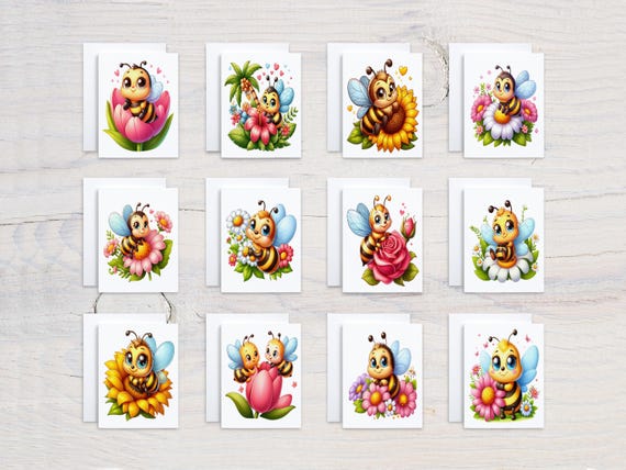 Bee Notecards Set, Card Assortment, Variety Pack, Get Well Soon Card, All Occasion Cards, Just Because Cards, Birthday, Everyday, CS219