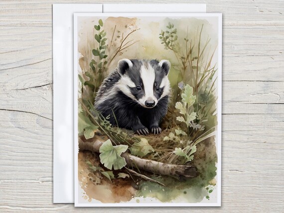 Honeybadger Watercolor Notecard Set, Blank Notecards, Everyday Card, Miss You, Snail Mail, Just Because Card, Bday Card, Thank You, EC54