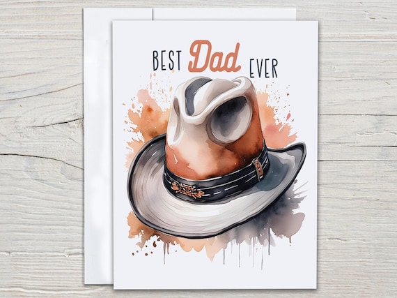 Watercolor Cowboy Hat Father's Day Card, Card For Daddy, Happy Fathers Day, Step Father, First Fathers Day Card, Western Theme Card, FD11