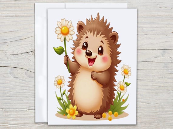 Cute Porcupine Notecard Set, Watercolor Blank Notecards, Snail Mail, Kawaii Stationery, Thank You Card, Miss You Card, Everyday Cards, EC352