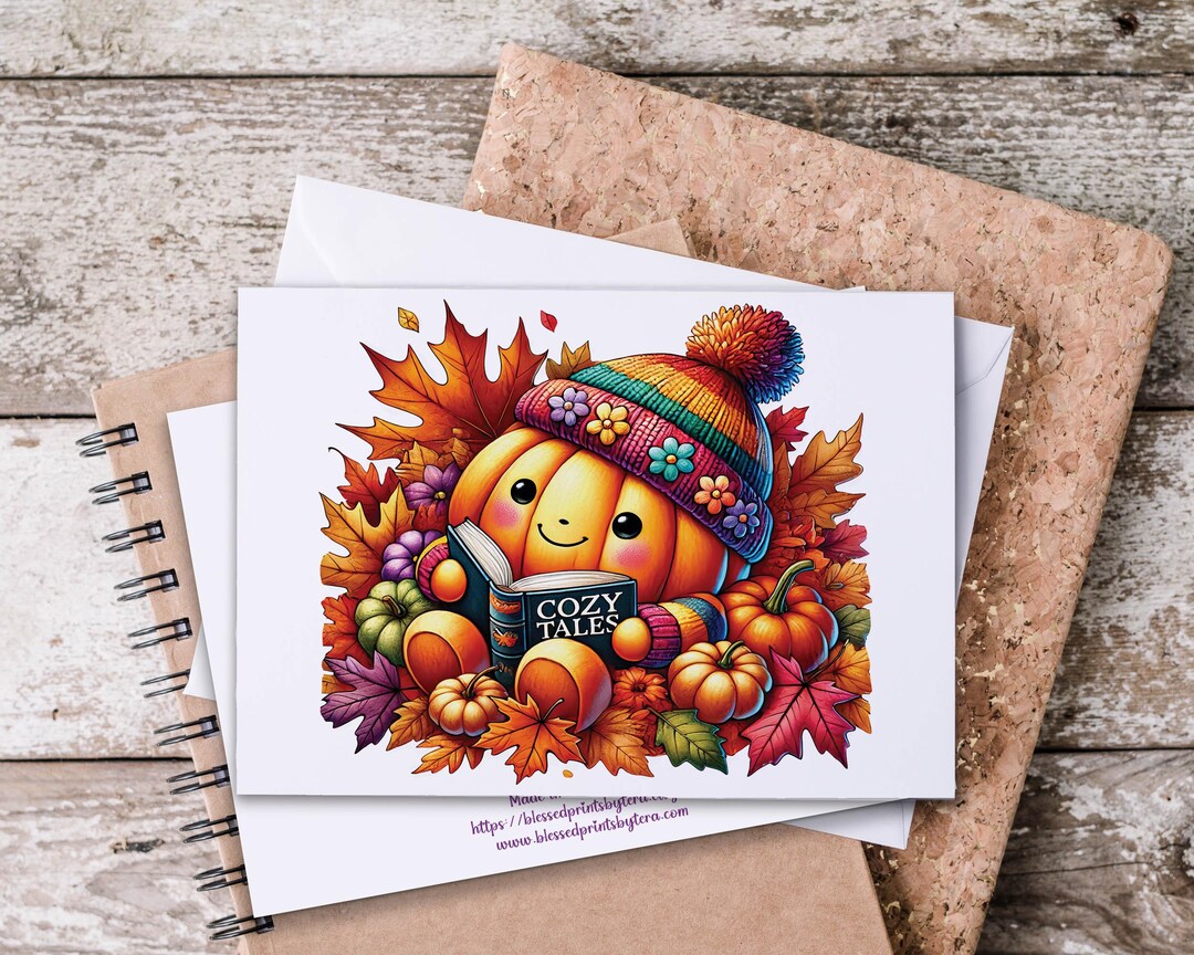 Pumpkin Pals Notecard Set, Fall Notecards, Autumn Greeting Cards, Blank ...
