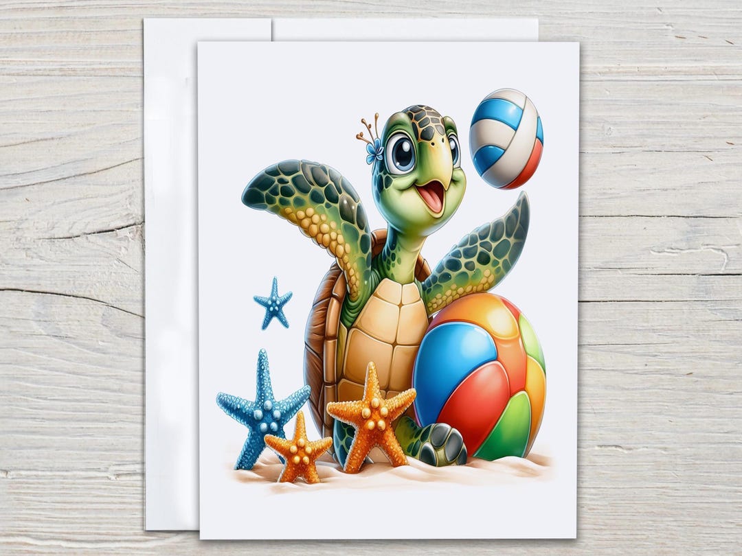 Kawaii Turtle Notecards, Watercolor Turtle, All Occasion Cards, Cute ...