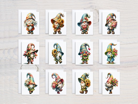 Cute Gnome All Occasion Card Assortment, Blank Notecards, Variety Pack, Just Because Card, Birthday Card Pack, Everyday Cards, CS127