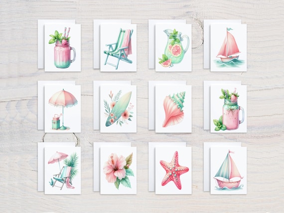 Summer Beach Scene Notecards, Card Assortment, Variety Pack, Everyday Card, Just Because Card, All Occasion, Thank You Note, Birthday, CS155