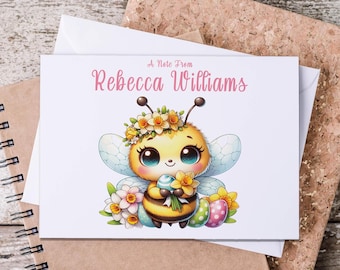 Kawaii Bee Note Cards, Bee Stationary, Personalized Note Card Set, Save The Bees, Cute Bee Cards, Bee Thank You, Bee Note Cards, NC11