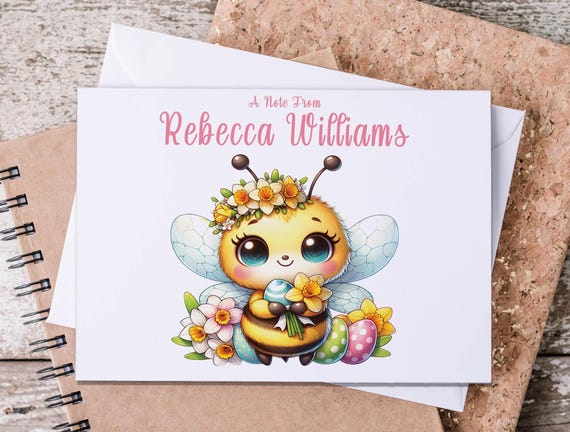 Kawaii Bee Note Cards, Bee Stationary, Personalized Note Card Set, Save The Bees, Cute Bee Cards, Bee Thank You, Bee Note Cards, NC11