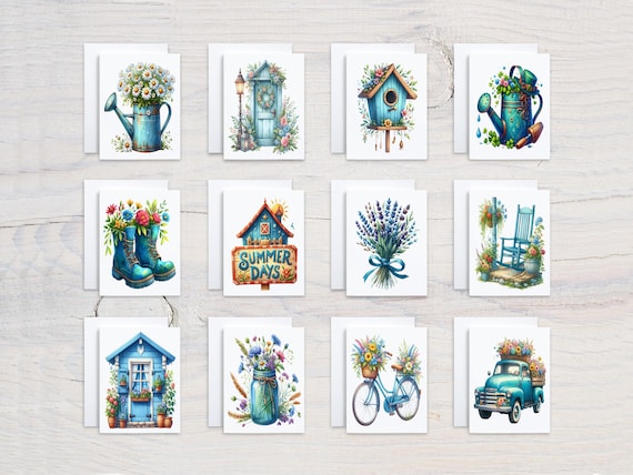 Watercolor Summer Notecard Set, All Occasion Cards, Blank Notecard, Garden Stationery, Daisy Design, Just Because Card, Everyday, CS257
