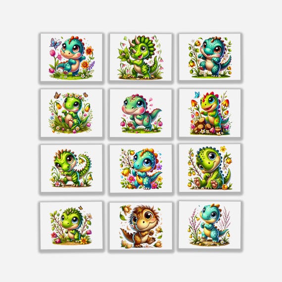 Dinosaur Card Assortment, Assorted Card Pack, Dino Birthday Card, Greeting Card Pack, Blank Notecards, Notecard Set, Birthday Cards, CS5