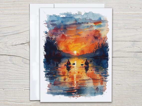 Watercolor Lake Scene Notecard Set, Cute Stationary, Blank Notecard, Everyday Card, All Occasion Cards, Snail Mail, Birthday, EC236