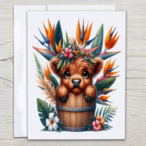 Cute Highland Cow Notecard Set, Blank Notecards, Cow Birthday Card, Watercolor Cow, Just Because Card, All Occasion Cards, Thank You, EC305