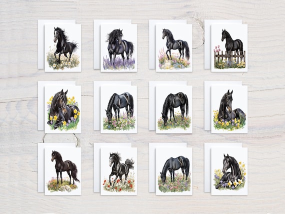 Watercolor Horse Card Assortment, Spring Horses Variety Pack, Everyday Cards, Notecard Set, Assorted Notecards, Birthday Pack, CS128