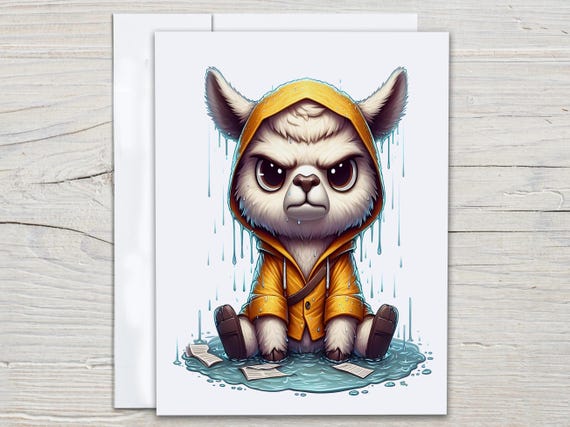 Cute Angry Llama Notecard Set, Everyday Cards, Any Occasion Card, Blank Notecard, Cute Stationery, Miss You Card, Birthday Card, CS182