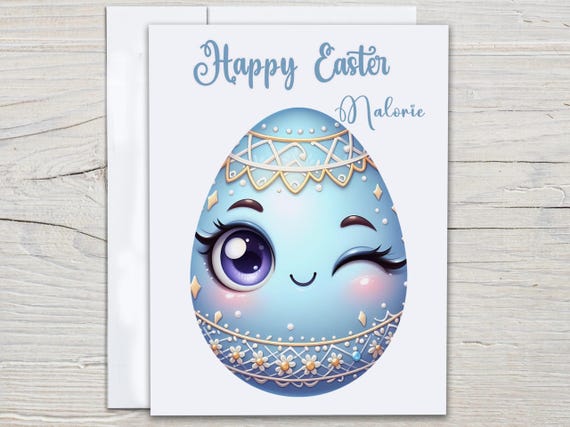 Personalized Cute Easter Card, Easter Greetings, Happy Easter Card, Handmade Easter Card, Kids Easter Card, Easter Wishes Card, GC54