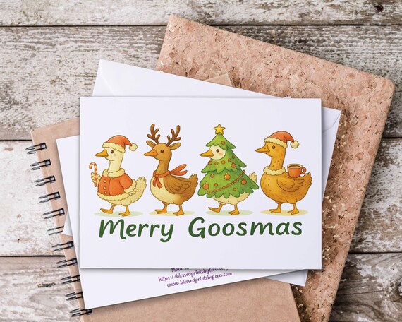 Merry Goosmas Notecard Set, Christmas Goose, Blank Notecards, Christmas Note Card, Holiday Thank You, Snail Mail, Everyday Card, CH4