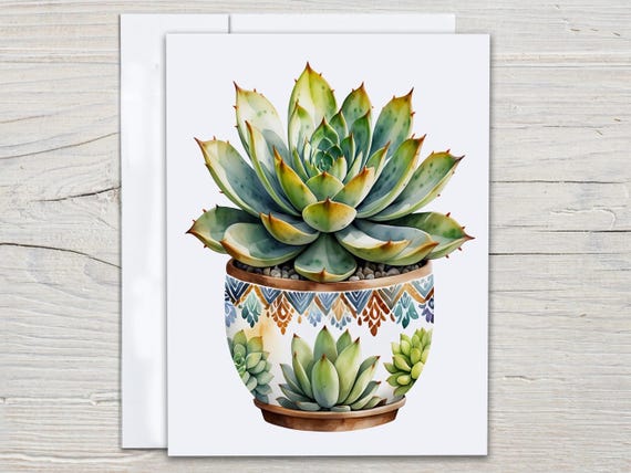 Watercolor Cactus Notecards, Flowering Cactus Cards, All Occasion Cards, Just Because Card, Blank Notecards, Cactus Stationary, Bday, EC327