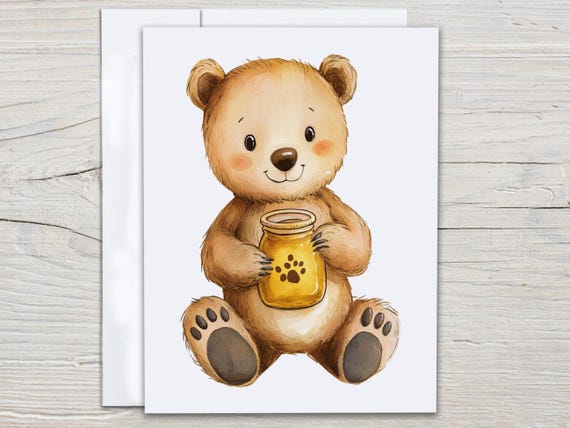 Watercolor Bear Notecard Set, Cute Stationary, Bear Stationery, Wildlife Card, Blank Notecard, All Occasion Cards, Everyday Card, EC338