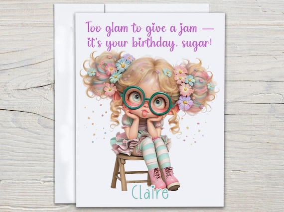 Personalized Bday Card for Teen, Funny Bestie Birthday Card, Happy Bday to Granddaughter, Best Friend Bday, Niece Birthday Card, BC91