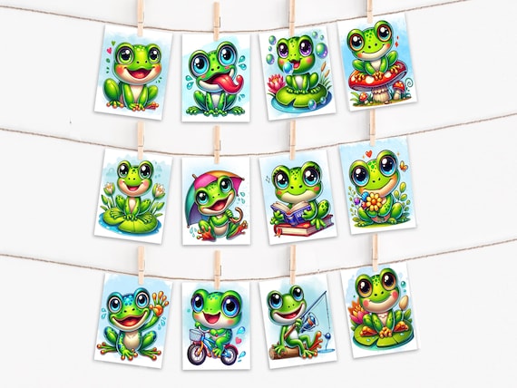 Frog Assorted Notecard Set, Bulk Greeting Cards, Snail Mail, Cute Frog Blank Notecards, Just Because Cards, Cute Birthday Card Pack, CS31