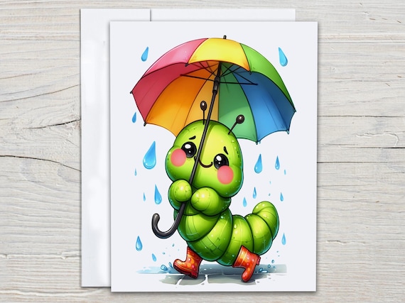 Kawaii Caterpillar Card Set, Cute Stationary, Blank Notecards, Everyday Card, Just Because, Snail Mail, Miss You Card, Miss You Card, EC63