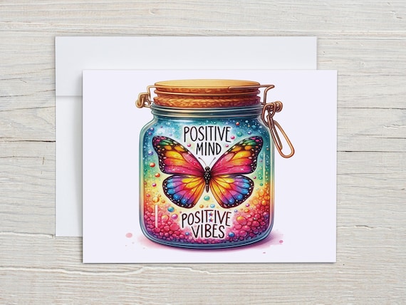 Butterfly Jar Notecards, Uplifting Message, Positive Mind Vibes, Just Because Card, All Occasion Cards, Blank Notecard, Positive Vibes, IN8