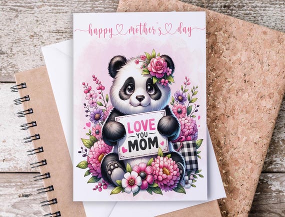 Happy Mothers Day Card with Cute Panda, 1st Mothers Day Card, Thoughtful Card, Notecard Set, Mom Appreciation, Just Because Card, MD19