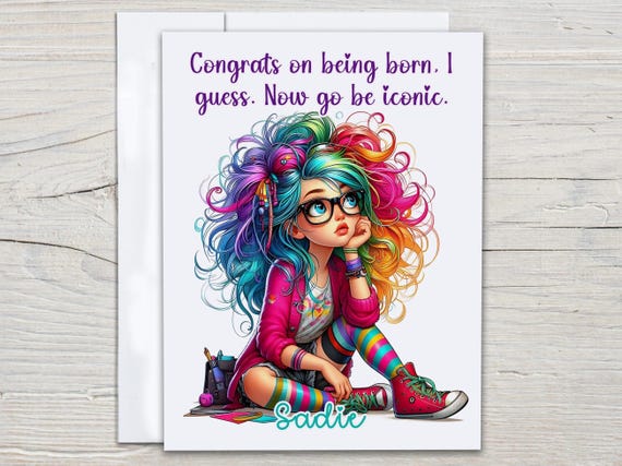 Personalized Funny Teen Card, Official Teenager, Snarky Birthday, 16th Bday for Her, Granddaughter Card, Bestie Card, Card For Her, BC90