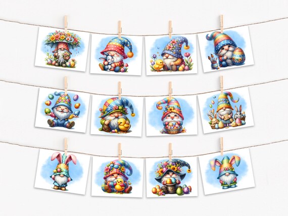 Cute Easter Gnome Greeting Cards Set, Assorted Cards, Bulk Cards Variety Pack, Happy Easter Card, Spring Greeting, Variety Pack, CS21