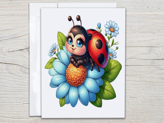 Cute Ladybug Notecard Set, Blank Notecards, Ladybug Card, Cute Stationary Set, Thank You Card Pack, Just Because Card, All Occasion, EC207