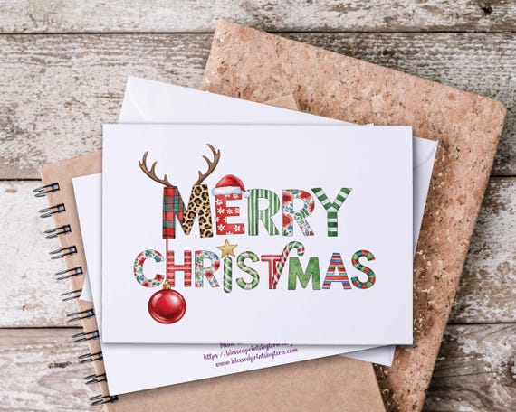 Merry Christmas Notecard Set, Cute Holiday Card, Winter Greeting Card, Christmas Stationary, Holiday Stationary, Blank Notecards