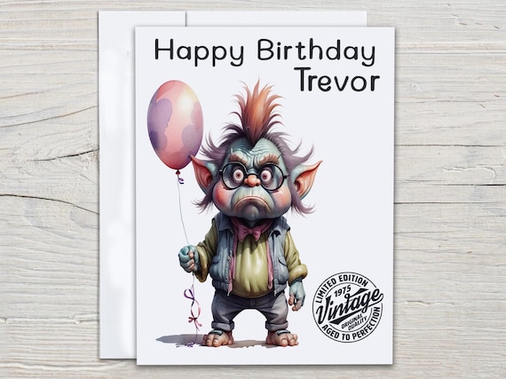 Personalized 50th Birthday Card, Funny Troll Dad Bday Card, Husband Bday Card, Bday Card for Friend, Bday Card, Funny Dad Card, BC164
