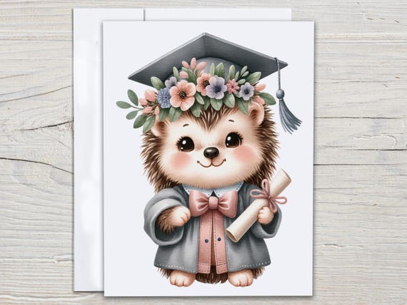 Cute Hedgehog Notecard Set, Congrats Card, Graduate Card, Wildlife Card, Hedgehog Lover, Everyday Grad Card, Daughter Graduation Card, EC84