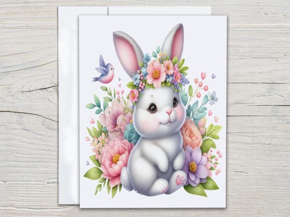 Bunny Card Set, Personalizable Notecard Set, Everyday Card, Snail Mail, Just Because Card, Blank Notecards, Thinking of You, Thank You, EC15