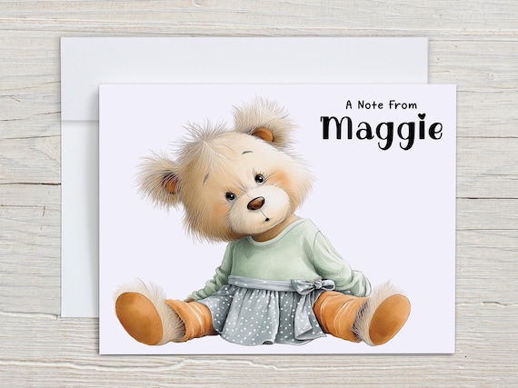 Personalized Teddy Bear Notecards Set, Custom Stationary, Cute Stationary, Blank Notecards, Just Because Card, Personalized Stationary, PN8