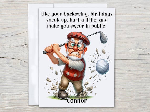 Personalized Golf Birthday Card, Funny Bday Card for Him, Golf Theme Birthday, Golf Card for Grandad, Dad Bday Card, Brother Bday, BC247