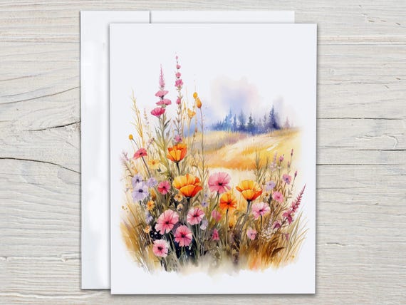 Cute Wildflower Watercolor Notecards, Cute Stationary Set, Everyday Card, Thankyou Card, Snail Mail, All Occasion Cards, Everyday, EC269