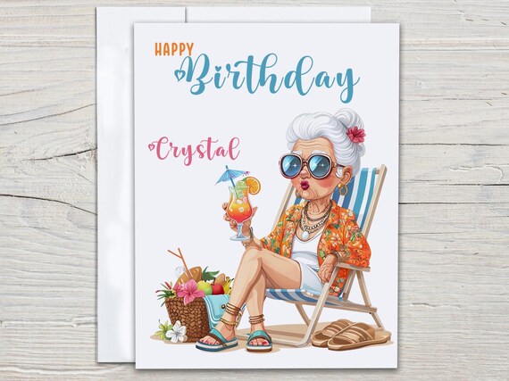 Personalized Granny Birthday Card, Funny Bday Card for Her, Over the Hill, 60th Birthday Card, Happy Bday Card, 70th, 80th, Sister, BC192