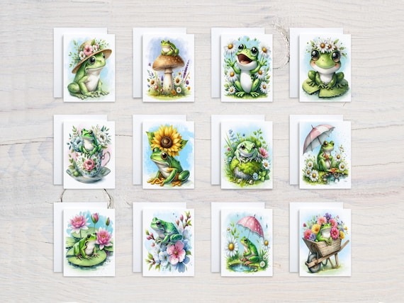 Frog Notecard Set, Watercolor Frog Card Assortment, Everyday Card Variety Pack, Just Because Card, Blank Notecard, Thank You Card, CS318