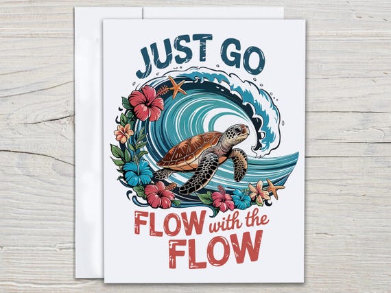 Cute Turtle Notecard Set, Go With The Flow Cards, All Occasion Cards, Just Because Cards, Blank Notecard, Stationery, Everyday Cards, CS180