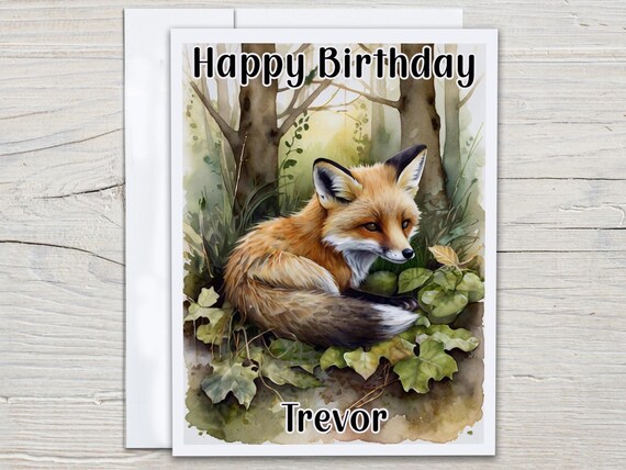 Personalized Fox Birthday Card, Funny Bday Card, Wildlife Card, Cute Bday Card, Happy Bday, Bestie Birthday Card, Wife Bday, Brother, BC221