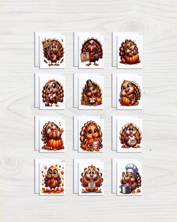 Thanksgiving Turkey Notecard Set, Fall Notecards, Thankful For You, Blank Notecards, Autumn Greeting Card, Fall Greeting Cards, CS366