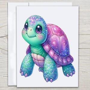 Cute Turtle Notecard Set, Watercolor Turtle Greeting Card, Blank Notecards, Turtle Stationery, Ocean Themed Cards, Birthday Card, EC325