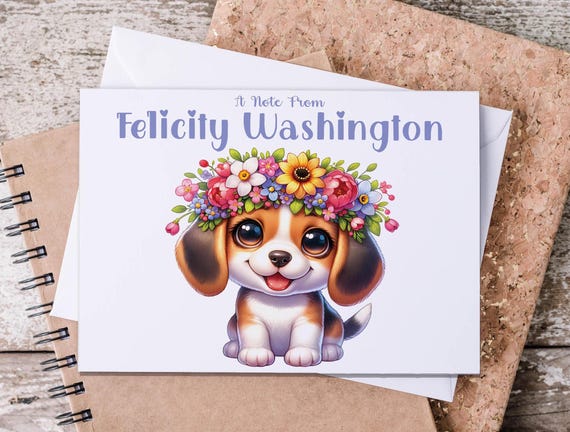 Personalized Beagle Note Cards, Custom Puppy Stationery, Cute Puppy Cards, Beagle Dog Lover, Custom Beagle Stationery, Custom Note Card,NC18