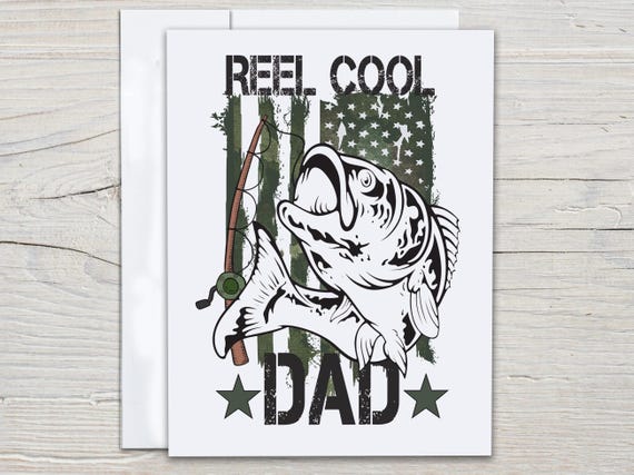 Reel Cool Dad Father's Day Card, Gone Fishing, Funny Dad Card, Fishing Lover, Fisherman Dad, Dad Fishing Gift, Love Fishing, Flag, FD12