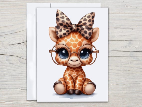 Giraffe Blank Notecards with Envelopes, Birthday Card Pack, Cute Coquette Giraffe, Thinking of You, Greeting Card Set, Everyday Cards, EC33