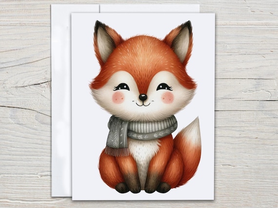 Cute Boho Fox Notecard Set, Everyday Card, Happy Bday Card, Just Because Card, Blank Notecard, Wildlife Card, Greeting Cards Set, EC116