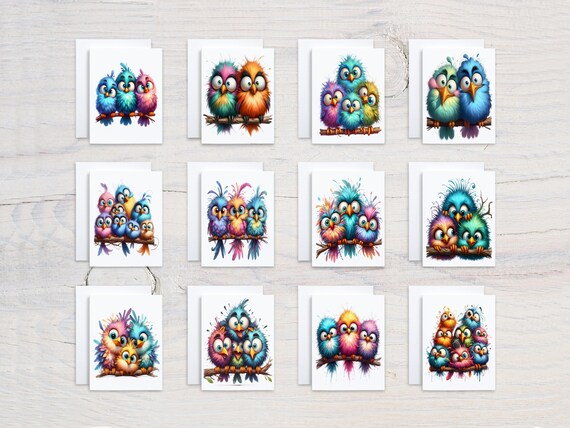 Assorted Notecards Set, Cute Quirky Birds, Everyday Card, All Occasion Cards, Just Because Card, Kawaii Stationary, Variety Pack, CS149
