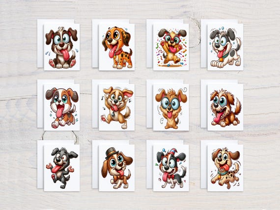 Funny Dog Card Assortment, Variety Pack, Everyday Card Set, Assorted Cards, All Occasion Cards, Notecard Set, Blank Notecards, CS117