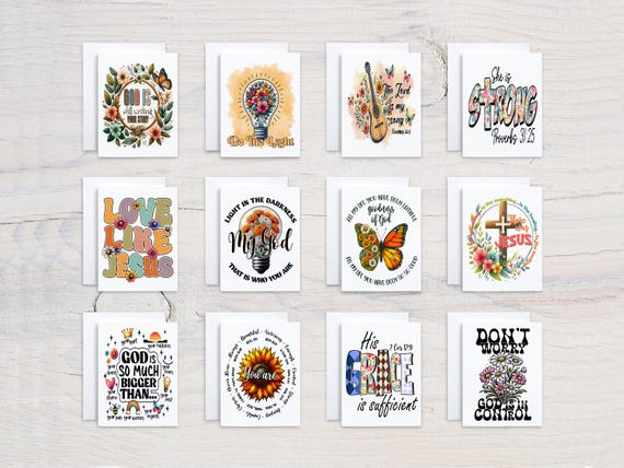 Watercolor Bible Verse Notecard Set, Assorted Cards, Encouraging Cards, Blank Notecards, Christian Notecards, Variety Pack, Prayer, CS240
